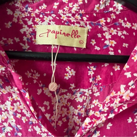 Anthropologie Papinelle Cheri Blossom Full Length Pajama Set Size L Silk Blend - Picture 5 of 16